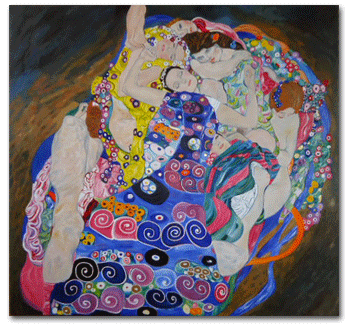 reproductie schilderij Die Jungfrauen van Gustav Klimt
